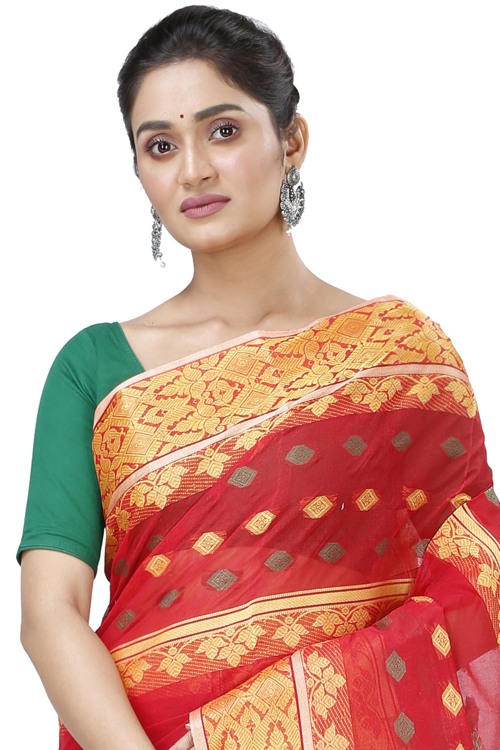 Red Pure Cotton Ghusoon Tant Saree (948)